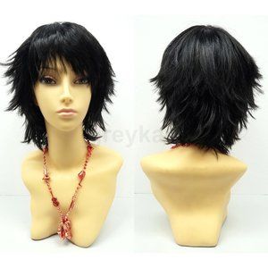 Black short shag pixie wig